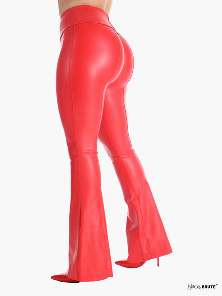 Jolene: Red Latex Flare Pants - Custom Made | Ishtar&Brute
