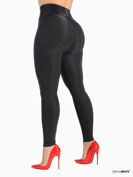 Brandy: Black Curved Pattern Legging - Tailored | Ishtar&Brute