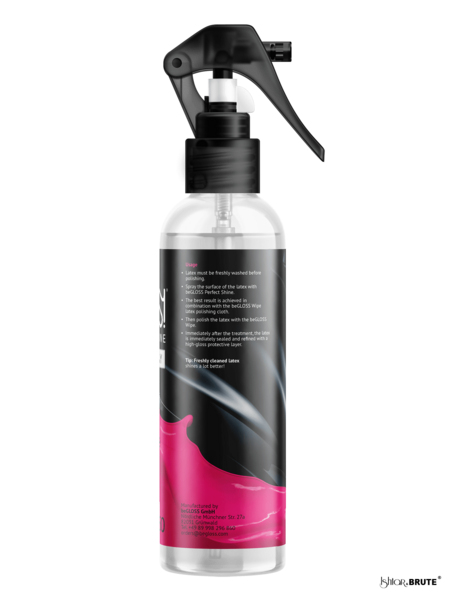 beGloss Perfect Shine Sensitive Care 250ml - Back Label with Instructions for Latex Polishing Spray