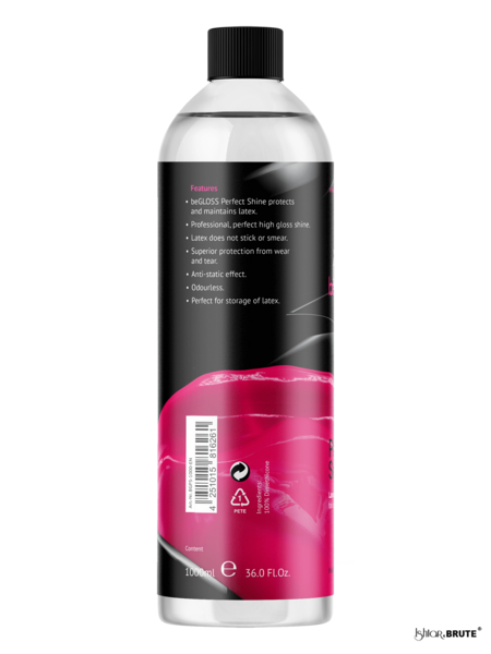 beGloss Perfect Shine Sensitive Care 1000ml - Side View of Latex Polish Bottle for Gentle, High-Gloss Finish