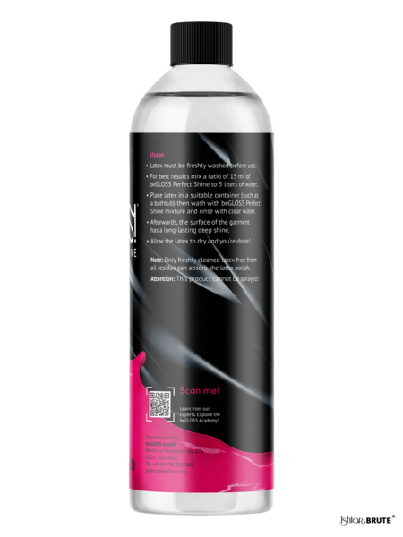 beGloss Perfect Shine Sensitive Care 1000ml - Back View of Latex Polish Bottle for Gentle, High-Gloss Finish