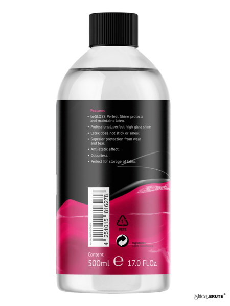 beGloss Perfect Shine Sensitive Care 500ml - Back View of Latex Polish bottle for Gentle, High-Gloss Finish