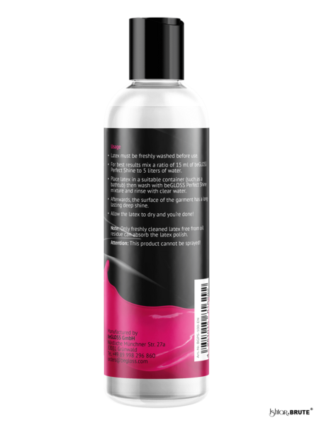 beGloss Perfect Shine Sensitive Care 100ml - Back View of Latex Polish Bottle on the go for Gentle, High-Gloss Finish