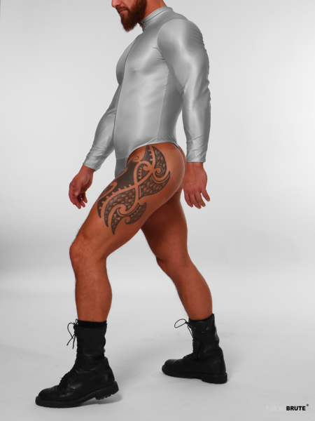 The side view showing the regular cut Lane bodysuit with different colo0r options and zipper ways made by Ishtar and Brute